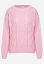 Różowy Sweter z Wełną Ściągaczem i Tłoczeniem Riavonnae