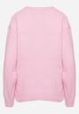 Różowy Sweter z Wełną Ściągaczem i Tłoczeniem Riavonnae