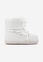 Białe Sznurowane Śniegowce na Płaskiej Podeszwie ze Ściągaczem Cialora