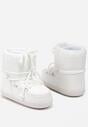 Białe Sznurowane Śniegowce na Płaskiej Podeszwie ze Ściągaczem Cialora