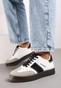Biało-Czarne Sneakersy na Grubej Podeszwie z Kontrastującymi Wstawkami i Wywiniętym Językiem Mirinae