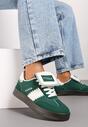 Zielone Sneakersy na Grubej Podeszwie z Kontrastującymi Wstawkami i Wywiniętym Językiem Mirinae