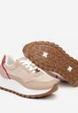 Beżowe Sneakersy na Platformie z Ozdobną Aplikacją Przy Wiązaniu Amirorae
