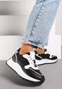 Czarne Sneakersy na Platformie z Ozdobną Aplikacją Przy Wiązaniu Amirorae