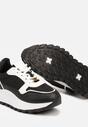 Czarne Sneakersy na Platformie z Ozdobną Aplikacją Przy Wiązaniu Amirorae