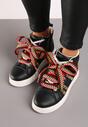 Czarne Sneakersy na Platformie w Streetwearowym Stylu z Kontrastowymi Wstawkami Kaithana