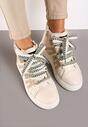 Beżowe Sneakersy na Platformie w Streetwearowym Stylu z Kontrastowymi Wstawkami Kaithana