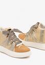 Ciemnobeżowe Sneakersy na Platformie w Streetwearowym Stylu z Kontrastowymi Wstawkami Kaithana