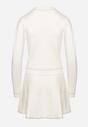 Biały Komplet z Wiskozą Rozkloszowana Spódnica Kardigan na Guziki z Metaliczną Nicią Avattoni