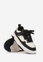 Czarno-Białe Buty Sportowe Sneakersy na Platformie ze Skórzaną Wkładką Zapinane na Rzep Florandria