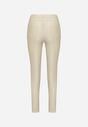 Jasnobeżowe  Legginsy z Ekoskóry z Wysokim Stanem i Imitacją Kieszeni Merievia