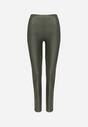 Ciemnozielone Legginsy z Ekoskóry Ocieplane z Efektem Push-Up Labrisa