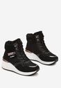 Czarne Sneakersy na Koturnie za Kostkę z Brokatem Sinthaine