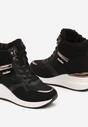 Czarne Sneakersy na Koturnie za Kostkę z Brokatem Sinthaine