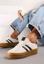 Beżowe Casualowe Sneakersy na Grubej Podeszwie Belinora