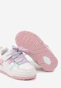 Biało-Fioletowe Płaskie Buty Sportowe Sneakersy ze Sznurowaniem i Perforacją Avanelis