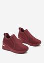 Bordowe Sneakersy na Koturnie z Metaliczną Wstawką i Cyrkoniami Melobina