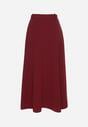 Bordowa Rozkloszowana Spódnica z Wysokim Stanem Ozdobiona Paskiem z Klamrą Lobir