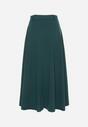 Ciemnozielona Rozkloszowana Spódnica z Wysokim Stanem Ozdobiona Paskiem z Klamrą Lobira