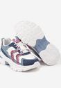Niebieskie Sneakersy na Grubej Podeszwie z Brokatowymi Wstawkami Sairiel