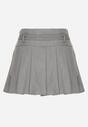 Szare Szorty Spódnica w Stylu Preppy Plisowane z Niskim Stanem Rominita