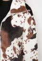 Czarno-Biała Futerkowa Kurtka ze Ściągaczami i Kołnierzykiem w Animal Print Fortilia