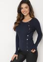 Granatowy Sweter Ozdobiony Metalowymi Napami Corettina