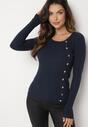 Granatowy Sweter Ozdobiony Metalowymi Napami Corettina