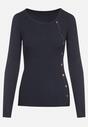 Granatowy Sweter Ozdobiony Metalowymi Napami Corettina