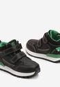Czarno-Zielone Płaskie Botki w Stylu Sneakersów Ozdobione Przeszyciami Derizia