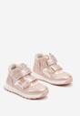 Różowe Botki Clibee w Stylu Sneakersów ze Skórzaną Wkładką Ozdobione Przeszyciami Romisya