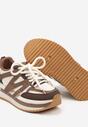 Brązowo-Beżowe Sznurowane Sneakersy na Grubej Podeszwie z Paskami Innaretis