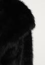 Czarna Futrzana Kurtka z Szerokim Kołnierzem i Kieszeniami Atintana