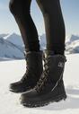 Czarne Śniegowce Sznurowane Ocieplane Futerkiem Ellavisa