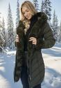 Ciemnozielona Pikowana Kurtka Zimowa z Paskiem i Futerkowymi Obszyciami z Możliwością Odpięcia Hedirra
