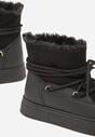 Czarne Śniegowce na Grubej Podeszwie ze Sznurowaniem  Izandra