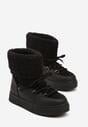 Czarne Śniegowce na Grubej Podeszwie ze Sznurowaniem i Futerkiem Izantea