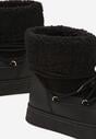 Czarne Śniegowce na Grubej Podeszwie ze Sznurowaniem i Futerkiem Izantea