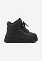 Czarne Sneakersy na Platformie Ocieplane Futrem Leanelitia