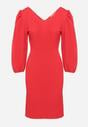 Czerwona Dopasowana Sukienka z Dekoltem w Serek Zinnaira