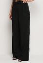 Czarne Szerokie Spodnie High Waist Ozdobione Kieszeniami Zinnoria