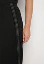 Czarne Szerokie Spodnie High Waist Ozdobione Kieszeniami Zinnoria