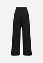 Czarne Szerokie Spodnie High Waist Ozdobione Kieszeniami Zinnoria