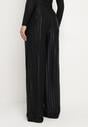 Czarne Szerokie Spodnie z Wiskozy z Wysokim Stanem Hetissa