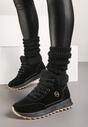Czarne Sneakersy z Imitacji Zamszu Mocno Ocieplane Futrem Metarilea