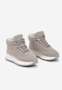 Szare Sneakersy z Imitacji Zamszu Mocno Ocieplane Futrem Metarilea