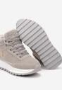 Szare Sneakersy z Imitacji Zamszu Mocno Ocieplane Futrem Metarilea