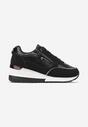 Czarne Sneakersy na Koturnie Ozdobione Suwakiem Mialara