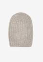 Szara Prążkowana Czapka Beanie z Wiskozy Enalwenna