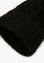 Czarna Czapka z Prążkowanego Materiału z Pomponem Vamieska